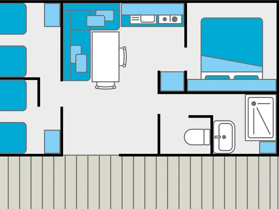 Mobilhome 4 personnes - 3 chambres / 1 salle de bain - terrasse couverte 9