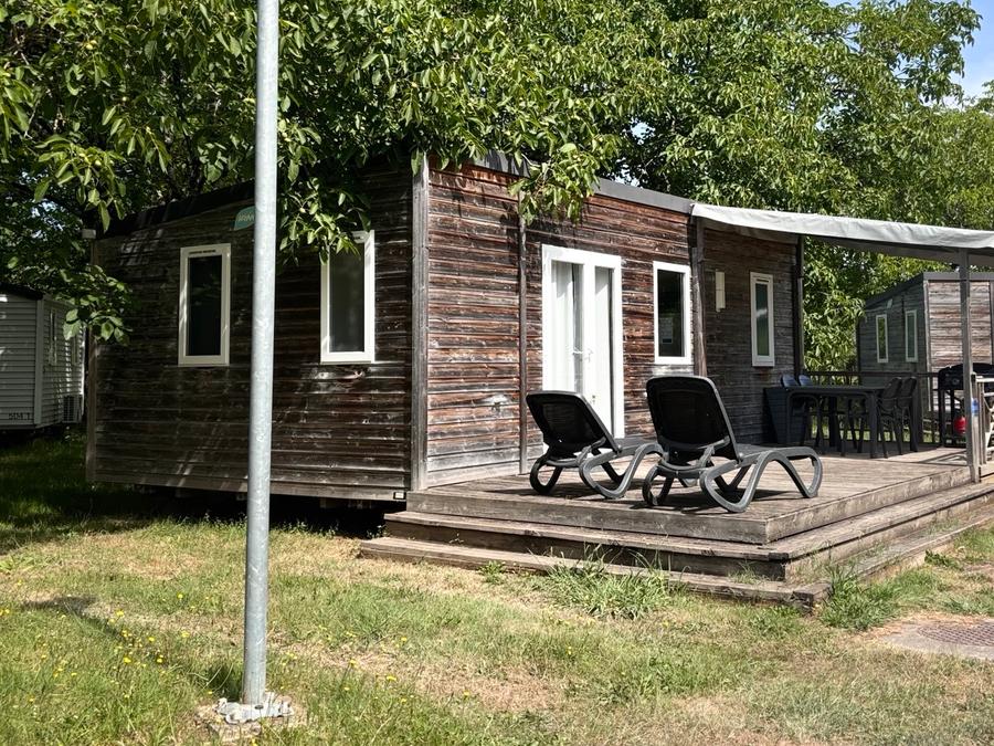 Mobilhome 4 personnes - Mobil-Home Bois Confort 30m² 2 chambres + terrasse semi-couverte + TV + CLIM 4 pers. 7