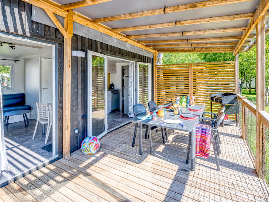 Mobilhome 6 personnes - Homeflower Premium 35m² - 3 chambres + terrasse semi-couverte + TV + draps + serviettes + CLIM 1