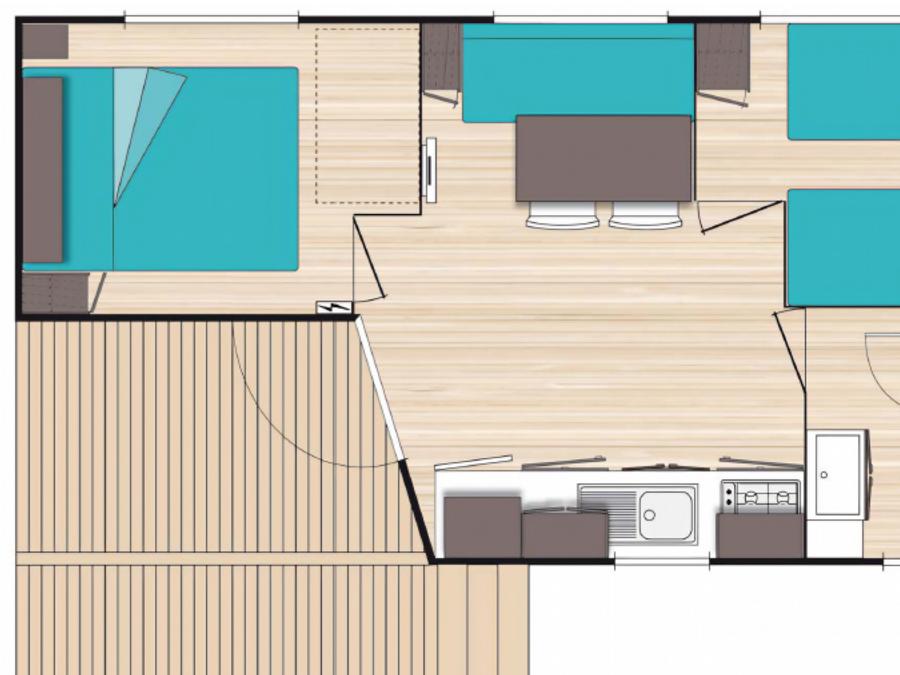 Mobilhome 4 personnes - Mobil-home APOLLON 2 chambres 7