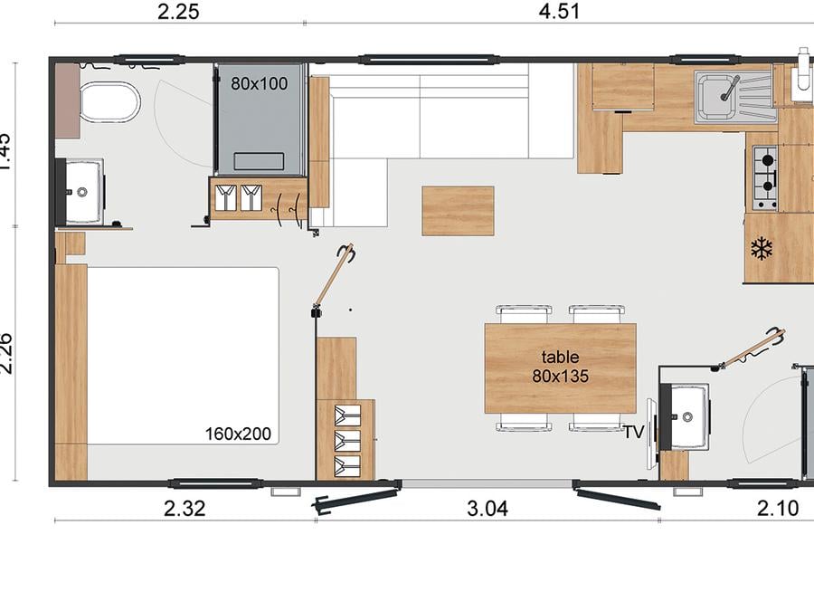 Mobilhome 6 personnes - Cottage Terrasses du causse - 3 chambres - 2 salles de bain 5
