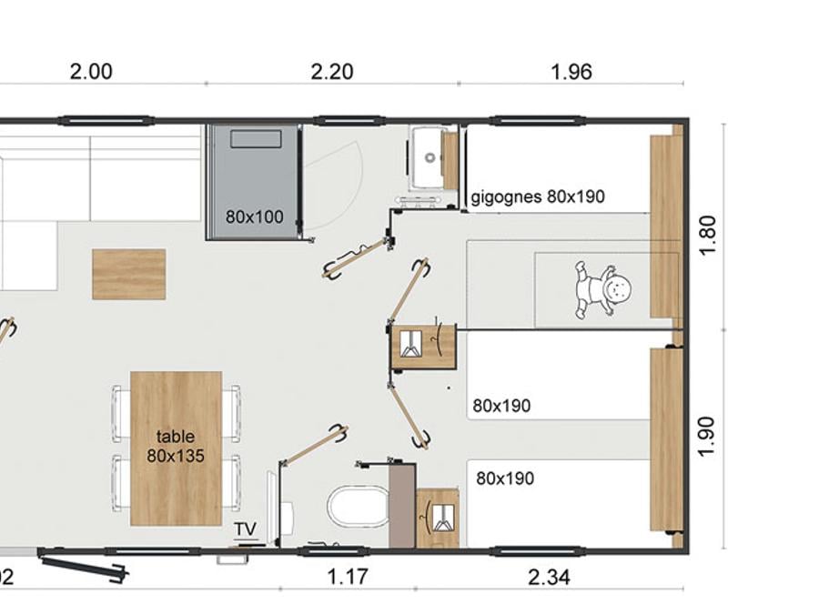 Mobilhome 6 personnes - R-Home 32m² (3 CH 1 SDB) Terrasse Vue mer 6