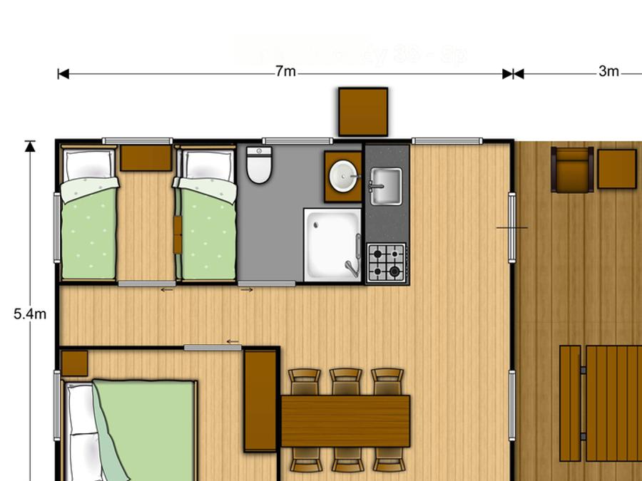 Lodge 6 personnes - Tente Ciela Nature Lodge - 2 chambres - Cuisine équipée – Salle de bain 5