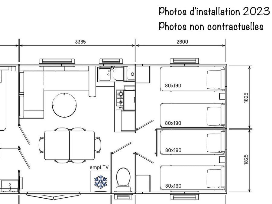 Mobilhome 6 personnes - Ciela Privilège - 3 chambres - Vue sur le lac - barbecue 7