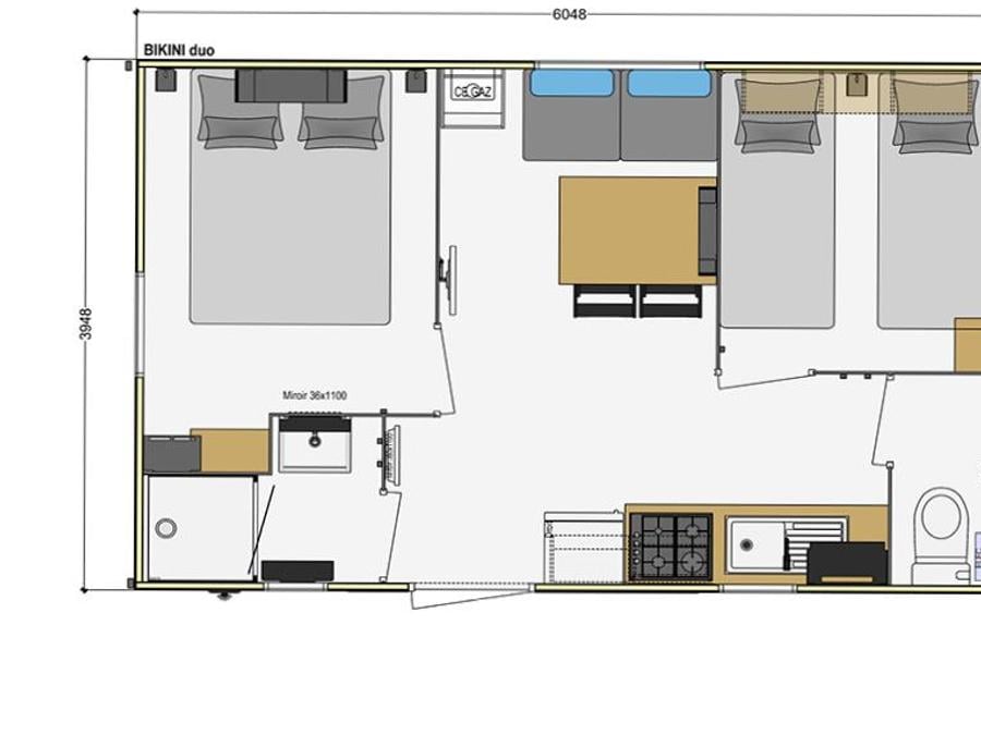 Mobilhome 5 personnes - BIKINI 2 chambres 23 m² 2020 4/5 places, 8
