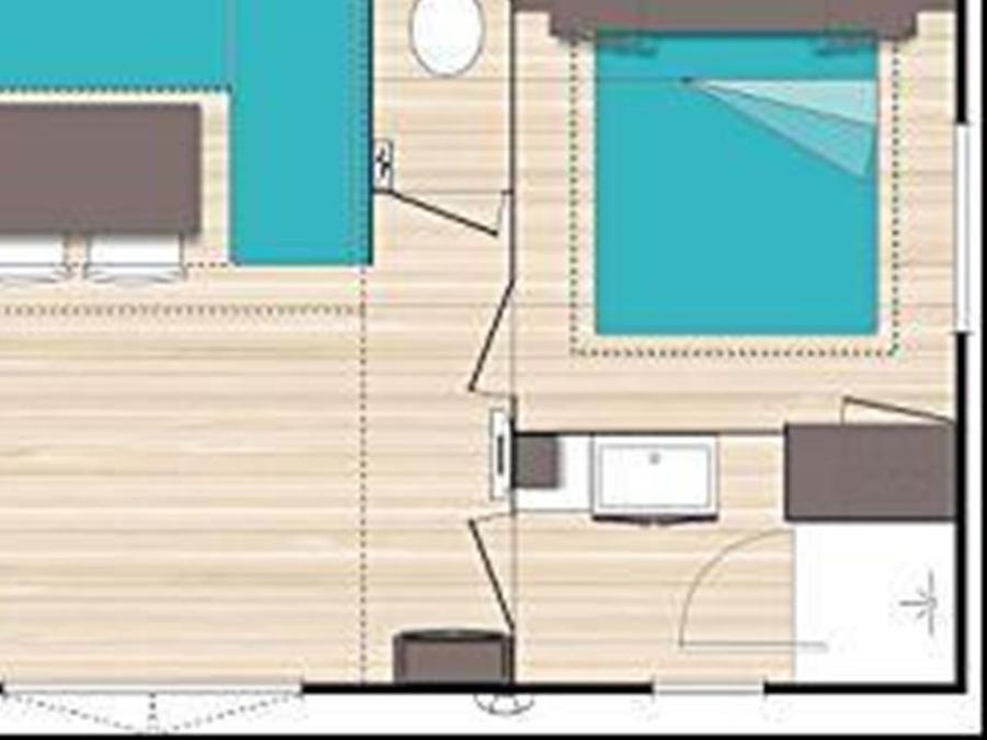 Mobilhome 4 personnes - Mobil-home Confort 29m² (2 chambres) + TV + terrasse semi-couverte 18m² 4 pers.&nbsp; 6