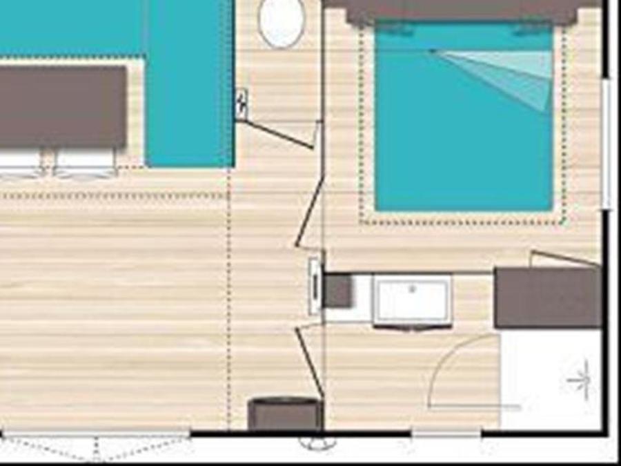 Mobilhome 4 personnes - Mobil-home Confort 29m² (2 chambres) + adapté aux personnes à mobilité réduite + TV + terrasse 6