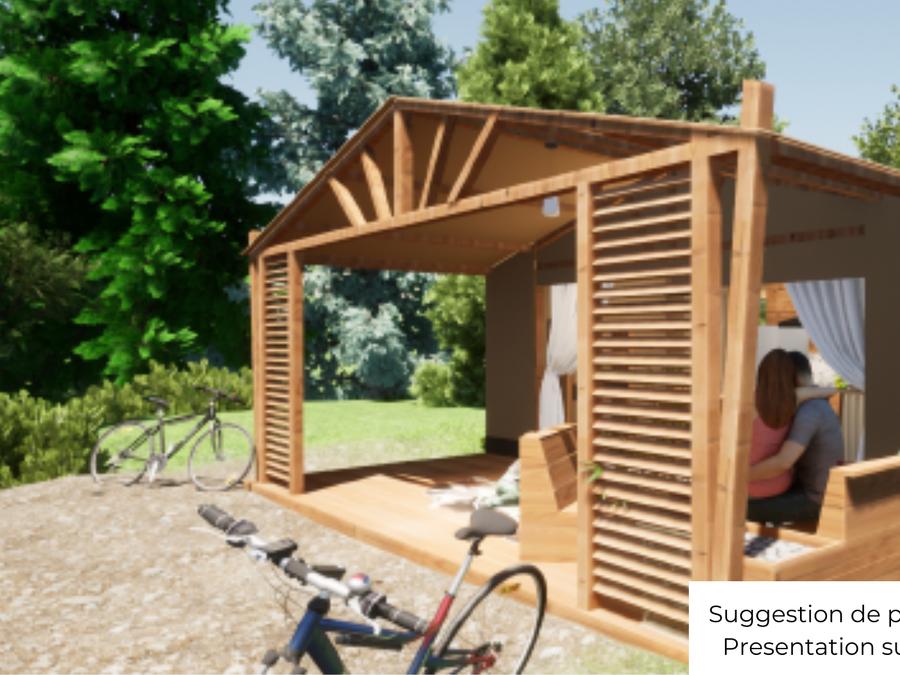 Bungalow toilé 5 personnes - Cabane toilée Cotton Flower Confort 28m² (2 chambres) + TV + terrasse couverte 16m² 4/5 pers. 4