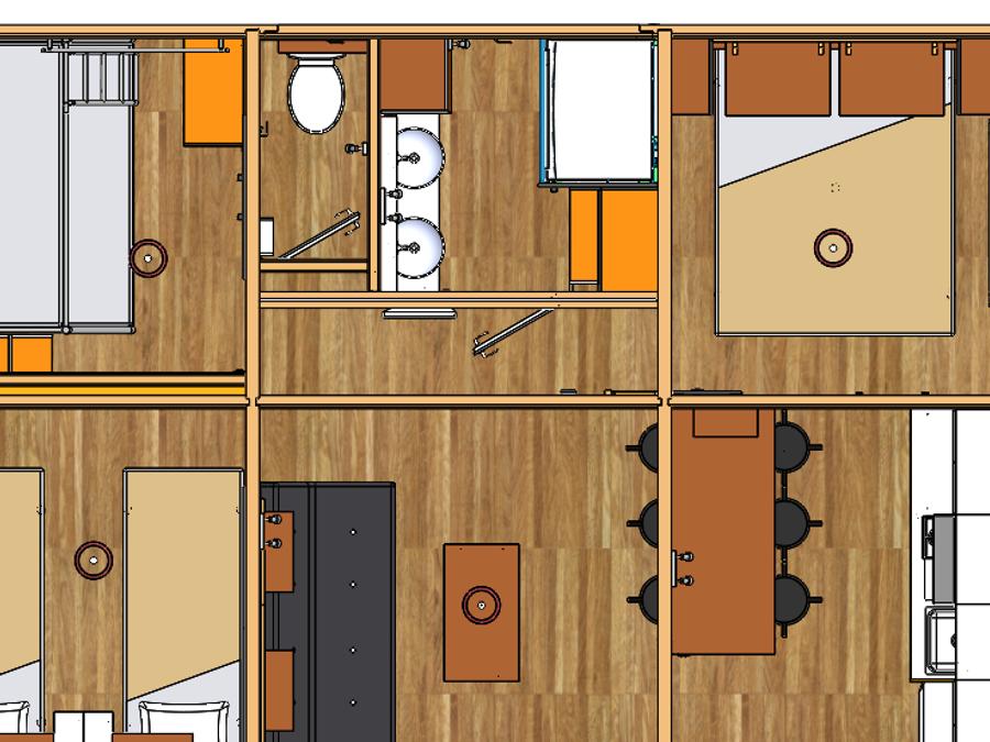Mobilhome 7 personnes - Gamme FAMILY Chalet PORTLAND- Grande baie vitrée pour accéder à la terrasse : luminosité garantie! 8