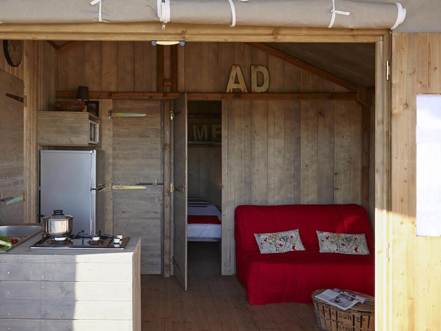 Tente en toile et en bois 4 personnes - Cabane Lodge Bois sur pilotis STANDARD 38m² (2 chambres) dont terrasse couverte de 8m² 5