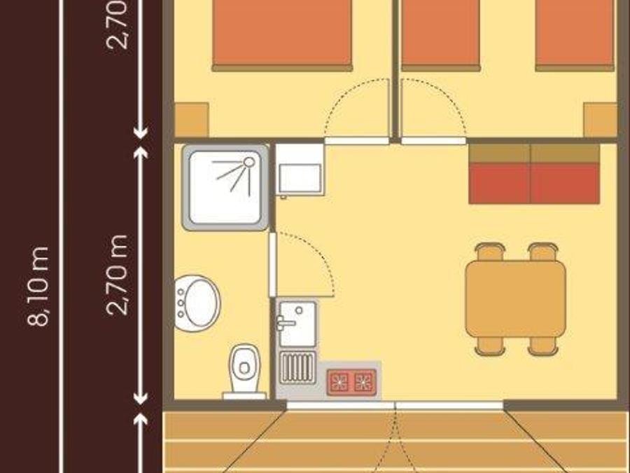 Tente en toile et en bois 4 personnes - Cabane Lodge Bois sur pilotis STANDARD 38m² (2 chambres) dont terrasse couverte de 8m² 9