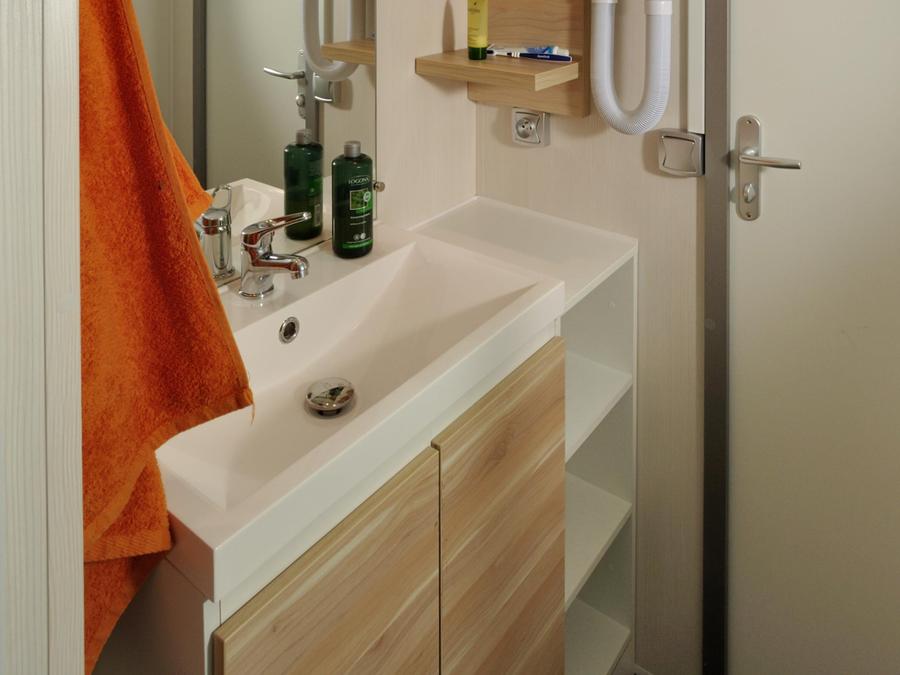 Mobilhome 6 personnes - Mobil-home Bois CONFORT 31m² (3 chambres) Quartier piéton + terrasse 18m² + TV + Nespresso 7