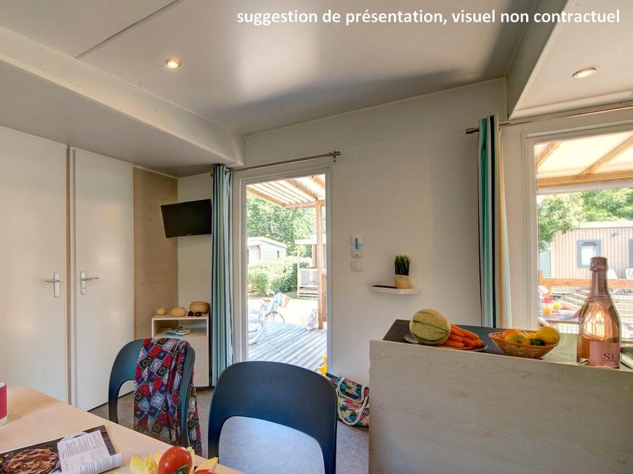 Mobilhome 6 personnes - Mobil-home CONFORT 35m² (3 chambres) + CLIM + terrasse semi-couverte + TV + LV 4