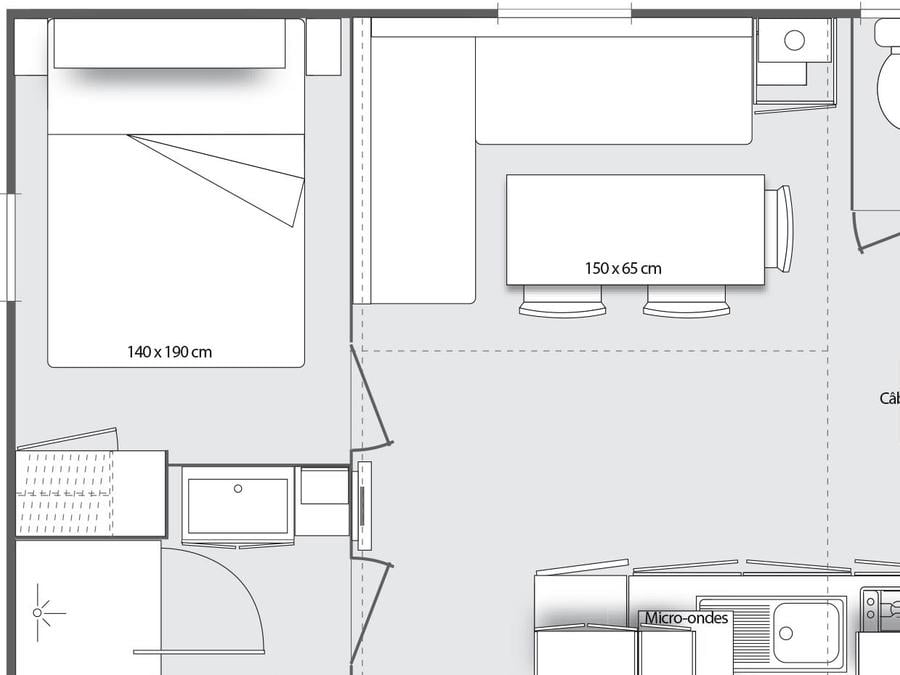 Mobilhome 6 personnes - Mobil home Confort 29m² - 3 chambres + terrasse semi-couverte + TV 6 pers 2