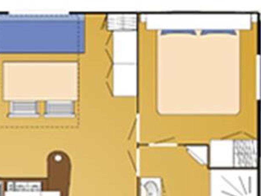 Mobilhome 5 personnes - Mobil home Confort 27m² - 2 chambres + terrasse semi-couverte + TV 2/5 pers 7