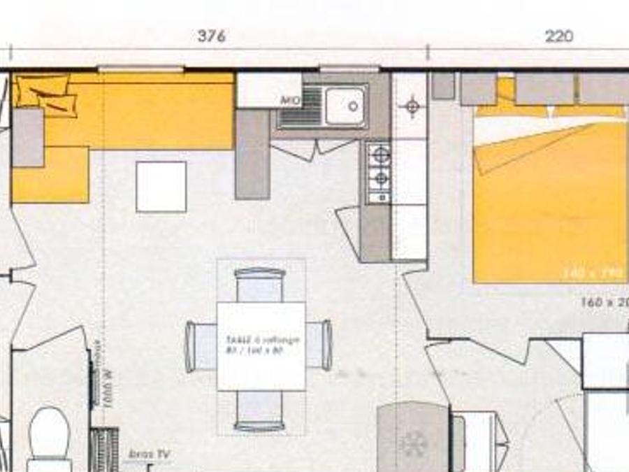 Mobilhome 6 personnes - Homeflower Premium 31m² - 3 chambres + terrasse semi-couverte + lave-vaisselle + TV 6 pers 5