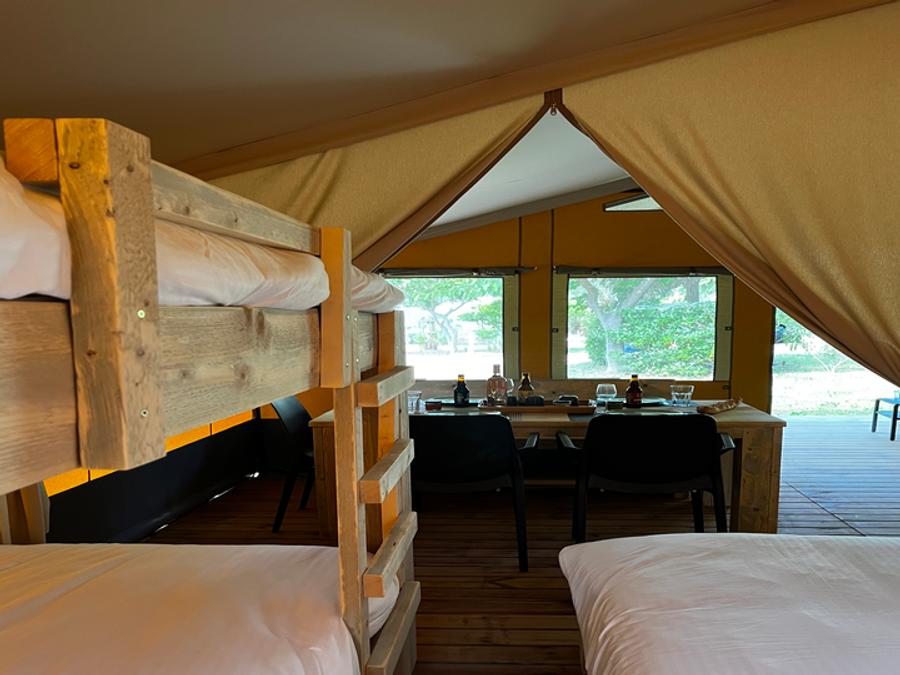 Tente en toile et en bois 5 personnes - Safari Lodge 37 m2 (sans sanitaires), 2 Chambres, terrasse couverte 1/5 pers 5