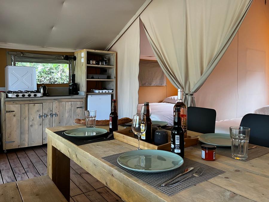 Tente en toile et en bois 5 personnes - Safari Lodge 37 m2 (sans sanitaires), 2 Chambres, terrasse couverte 1/5 pers 2