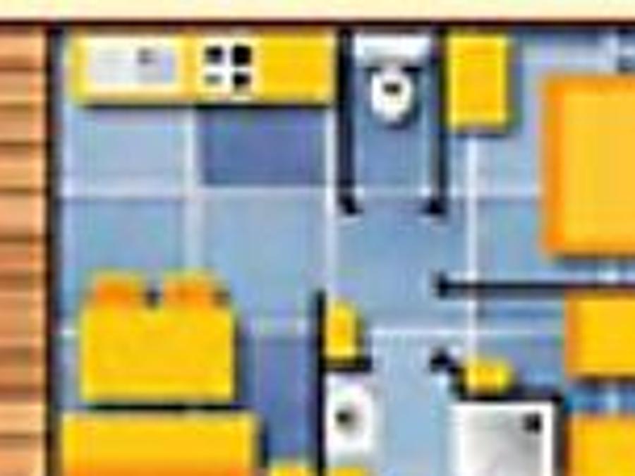 Mobilhome 4 personnes - Mobil-Home PIN PARASOL Standard 30m² (2 chambres) - terrasse couverte 8 m²- TV-NON CLIMATISE 4 pers 8