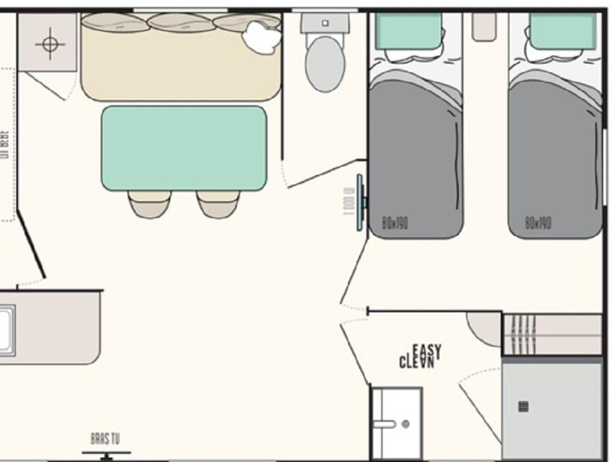Mobilhome 4 personnes - EDEN TV 2 chambres 26M2 8