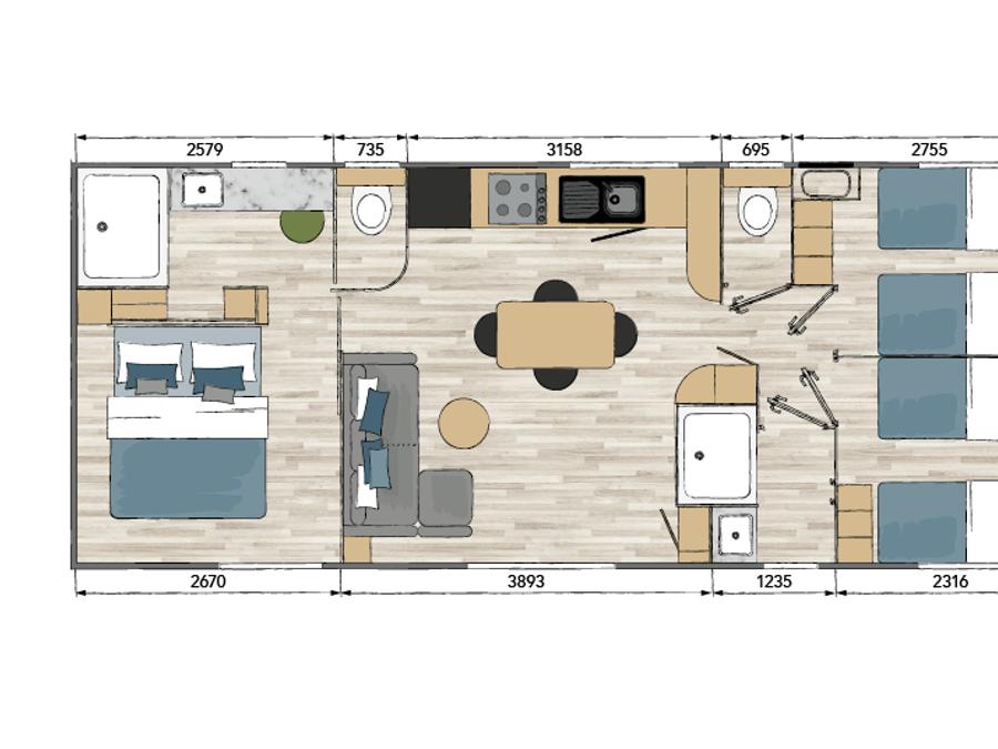 Mobilhome 6 personnes - TULUM, LUXE - 3 Chambres - SAMEDI 5