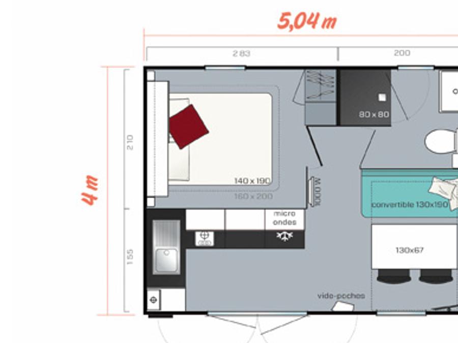 Mobilhome 4 personnes - Mobil-home Confort 18m² 1 chambre - avec clim 1/4 pers 9