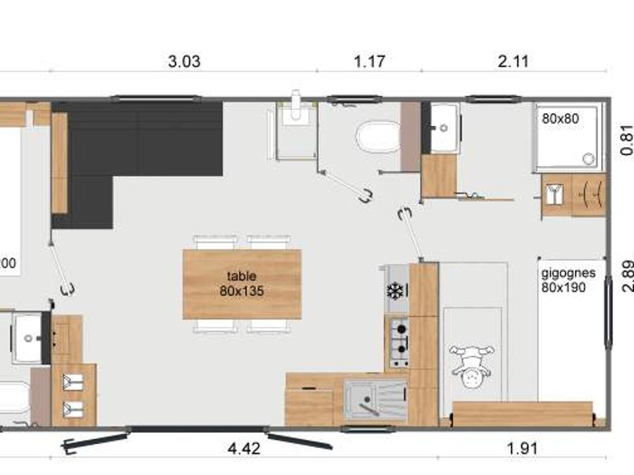 Mobilhome 4 personnes - Premium, 2 chambres, 2 salles d'eau, Climatisation, wifi, dans village western 12