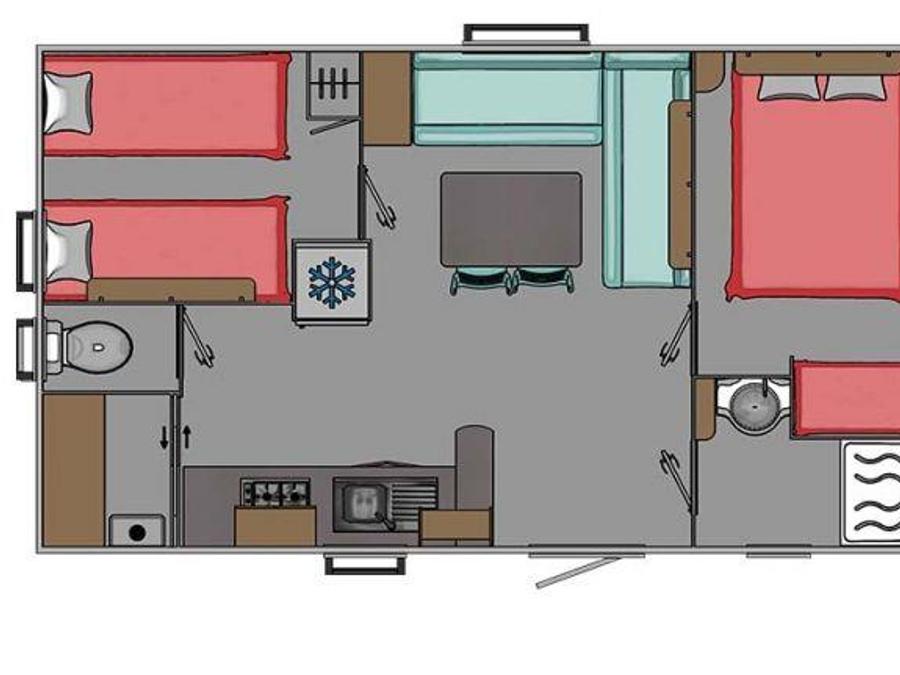 Mobilhome 4 personnes - Confort 26m² (2 chambres) - terrasse couverte + TV 4 pers. 8