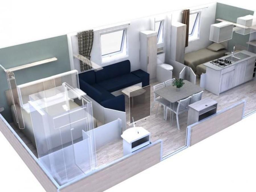 Mobilhome 4 personnes - Mobil-home Premium 34m² (2 chambres) - climatisation + lave-vaiselle + TV 4 pers. 9