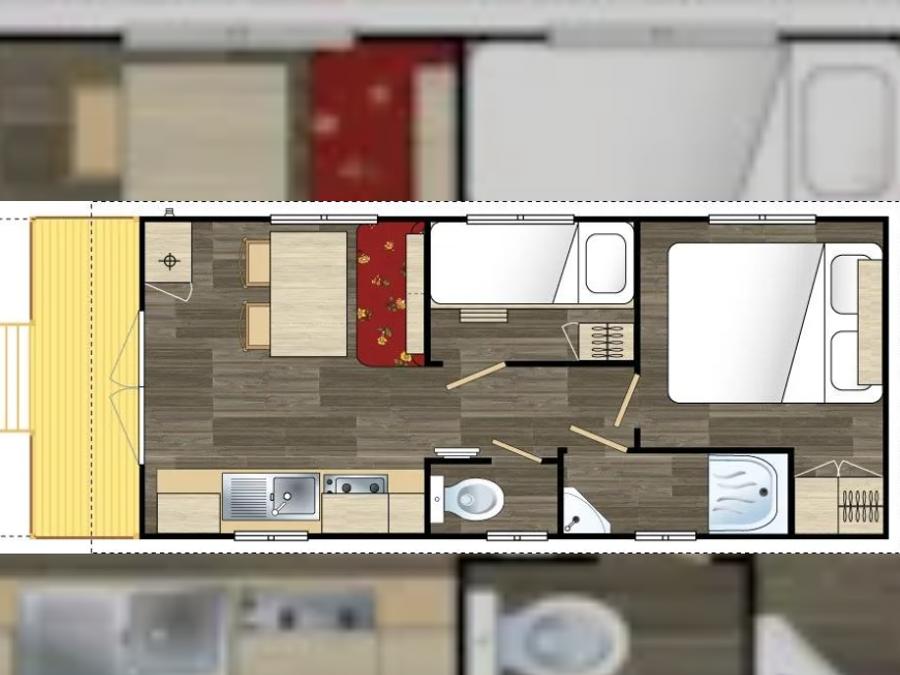 Hébergement 4 personnes - Roulotte Standard 20m² (2 chambres) - salon de jardin 4 pers. 1