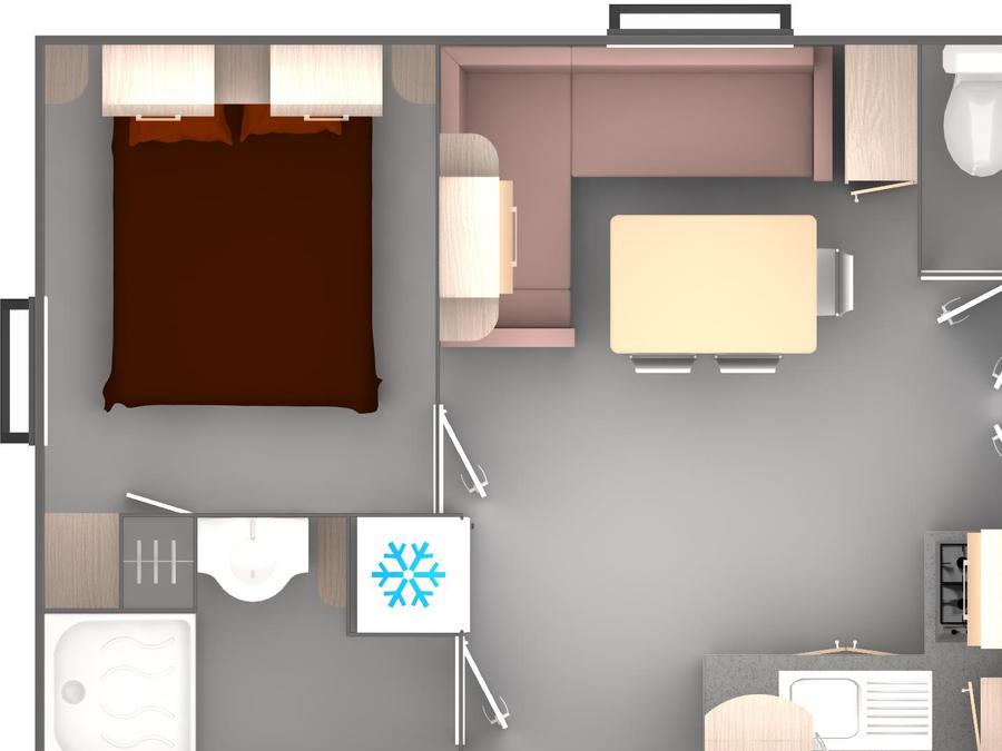 Mobilhome 6 personnes - Mobil-home Confort 34m² (3 chambres) - terrasse couverte + TV 6 pers.&nbsp; 13