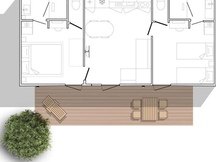 Mobilhome 4 personnes - Sunêlia Prestige 33m²,4pl - 2ch 2