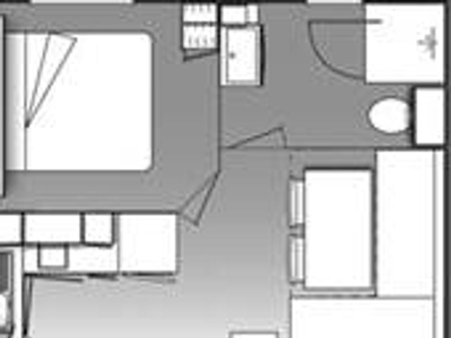 Mobilhome 2 personnes - Confort 18m² 1 chambre + terrasse semi-couverte + TV 5