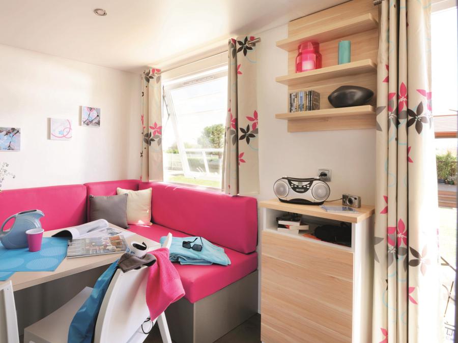 Mobilhome 2 personnes - Confort 18m² 1 chambre + terrasse semi-couverte + TV 2