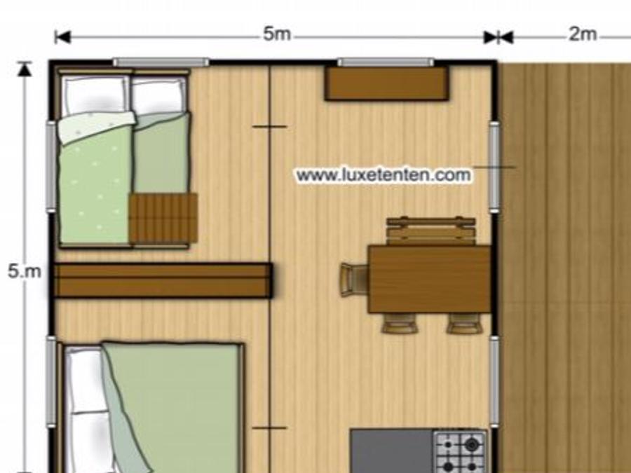 Bungalow toilé 4 personnes - SUNAIR LODGE M sans sanitaires 7