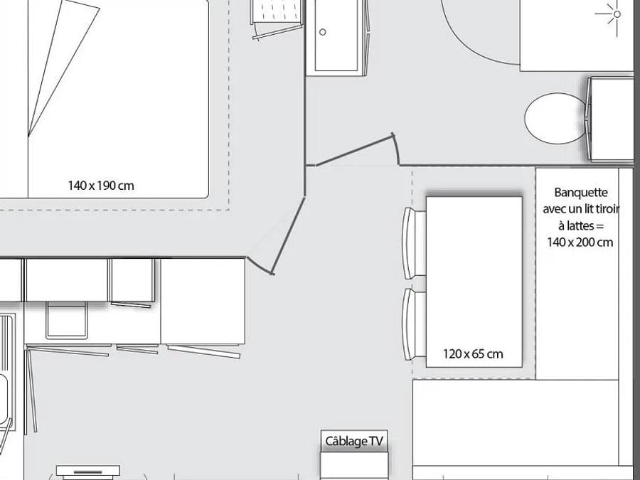 Mobilhome 2 personnes - Résidence Mobile 17.5 m² / terrasse 8 m² / 1 chambre - 1/2 pers. 4