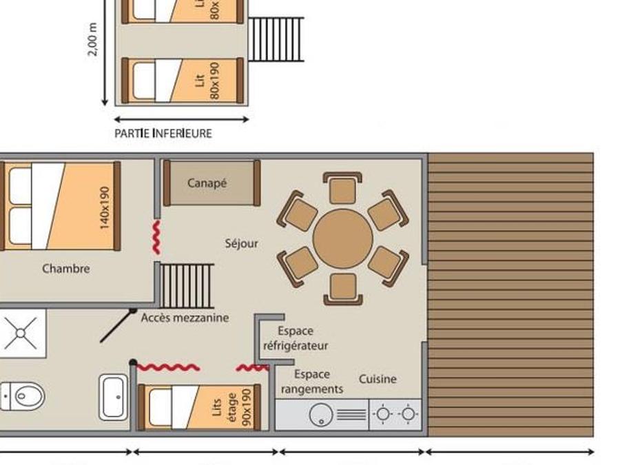 Tente en toile et en bois 5 personnes - Cabane du Trappeur 24m² CONFORT 2 chambres + climatisation 3