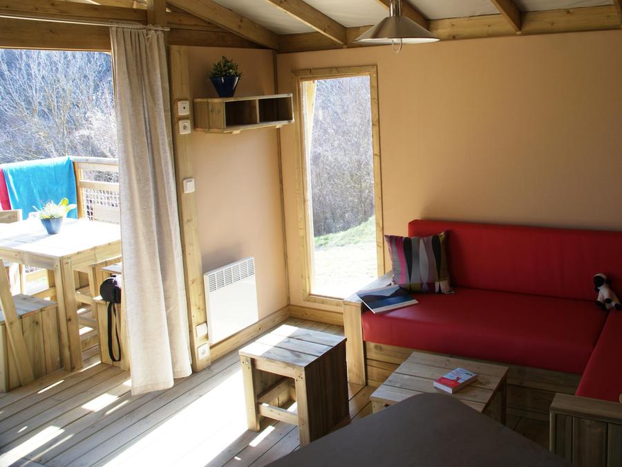 Bungalow toilé 5 personnes - Sweet Flower 32m² PREMIUM 2 chambres + terrasse couverte 5
