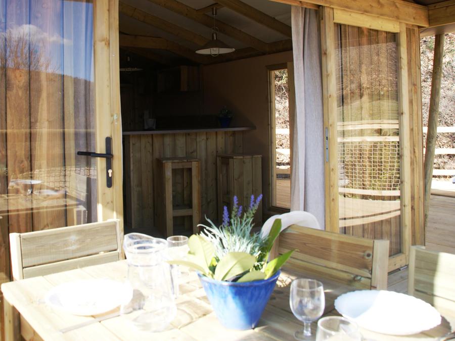 Bungalow toilé 5 personnes - Sweet Flower 32m² PREMIUM 2 chambres + terrasse couverte 1