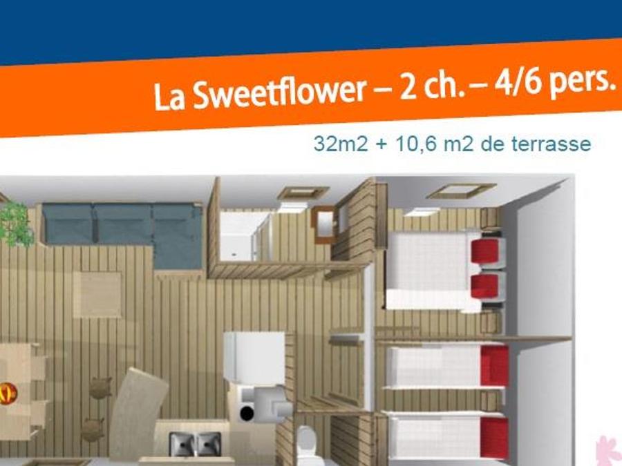 Bungalow toilé 5 personnes - Sweet Flower 32m² PREMIUM 2 chambres + terrasse couverte 4