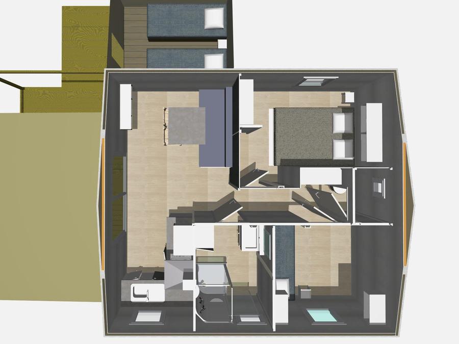 Chalet 7 personnes - Chalet Pili-pili Bois 32m² CONFORT 3 chambres + terrasse semi-couverte 5