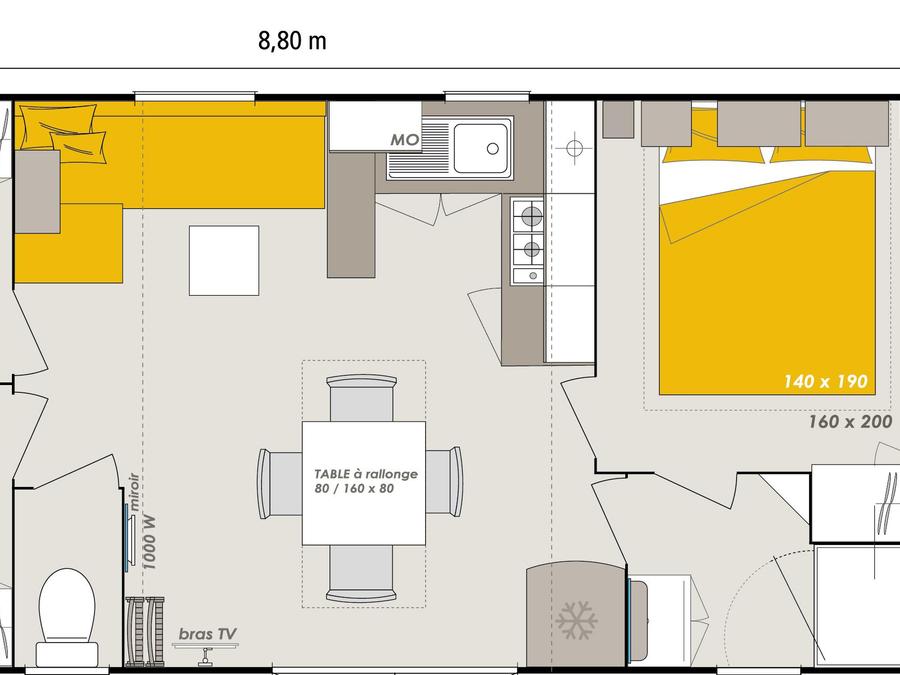 Mobilhome 6 personnes - HomeFlower 35m² PREMIUM 3 Chambres + terrasse semi-couverte + TV + Climatisation 2