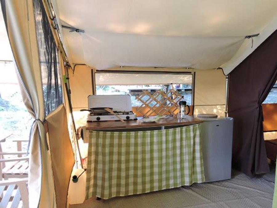 Tente en toile et en bois 4 personnes - Tente Lodge Aventure - 2 chambres 4