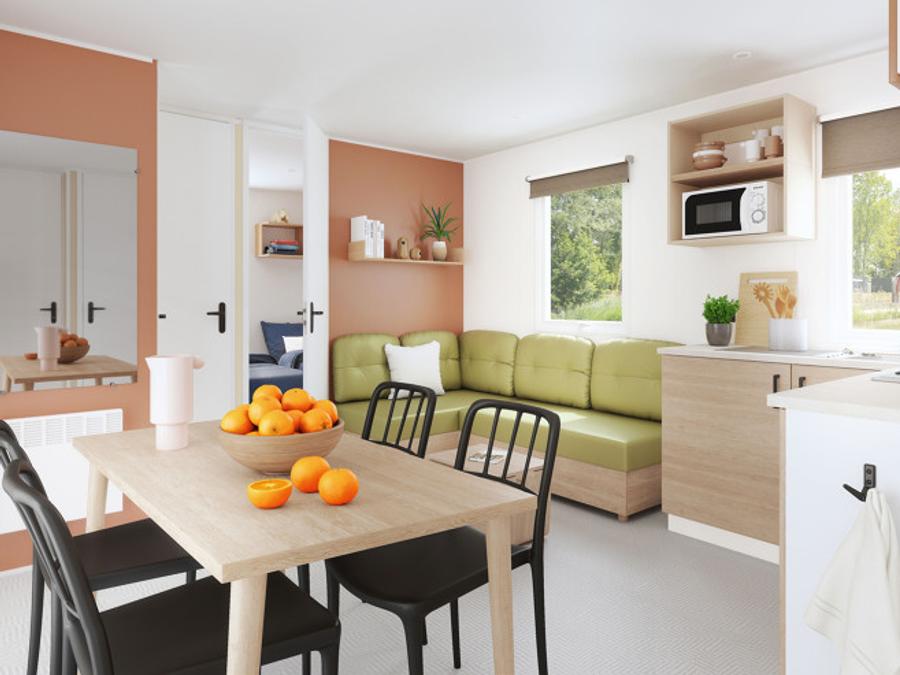Mobilhome 6 personnes - Premium 35m² 3 chambres + Climatisation + TV + LV + terrasse couverte 1