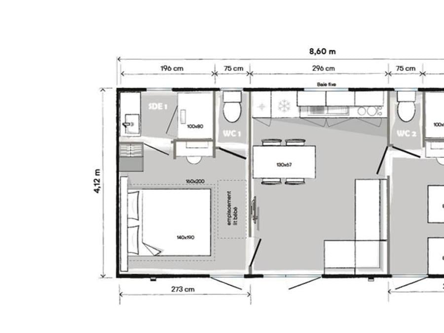 Mobilhome 4 personnes - Cottage Premium 33m² - Climatisé 4 pers 3