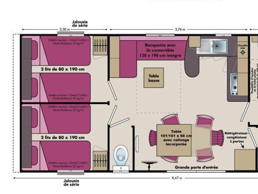 Mobilhome 7 personnes - Family Plus 32m² - climatisé 6/7 pers 10