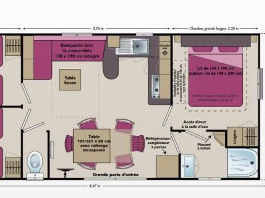 Mobilhome 7 personnes - Family Plus 32m² - climatisé 6/7 pers 7