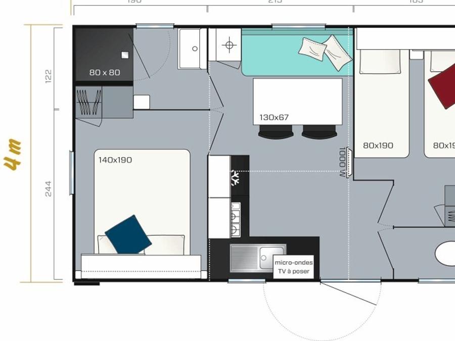 Mobilhome 4 personnes - Vénus 22m² 4 pers 4