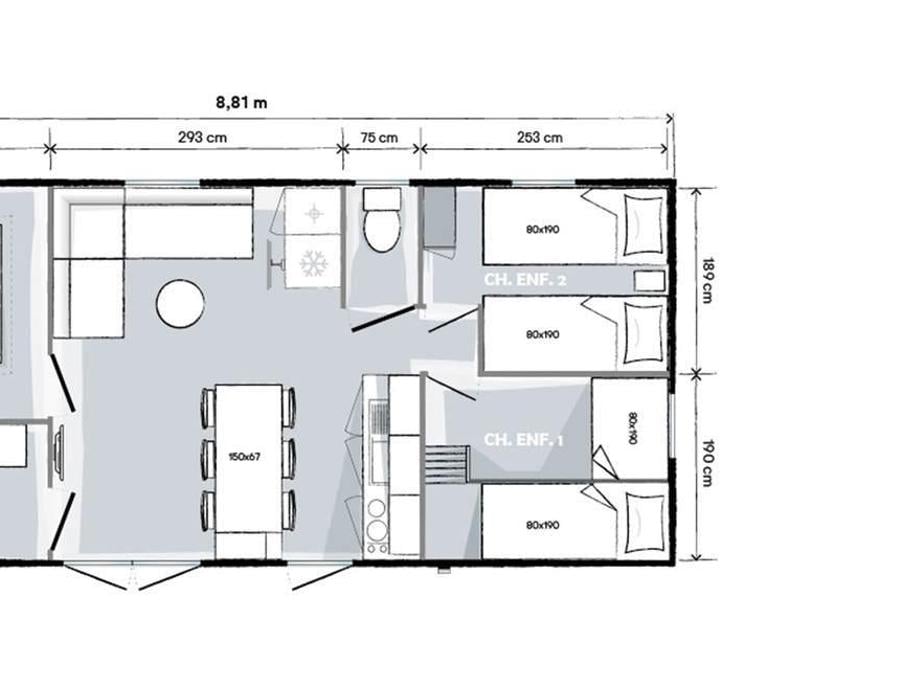 Mobilhome 6 personnes - Family Premium - 35m² - climatisé 6 pers 7