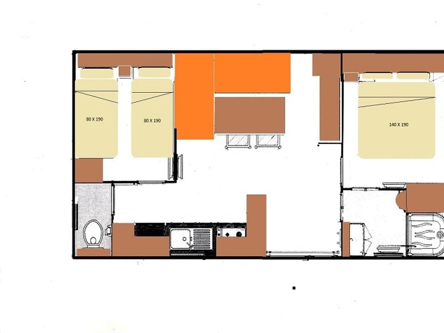 Mobilhome 5 personnes - Grand Large Clim 2 chambres 4